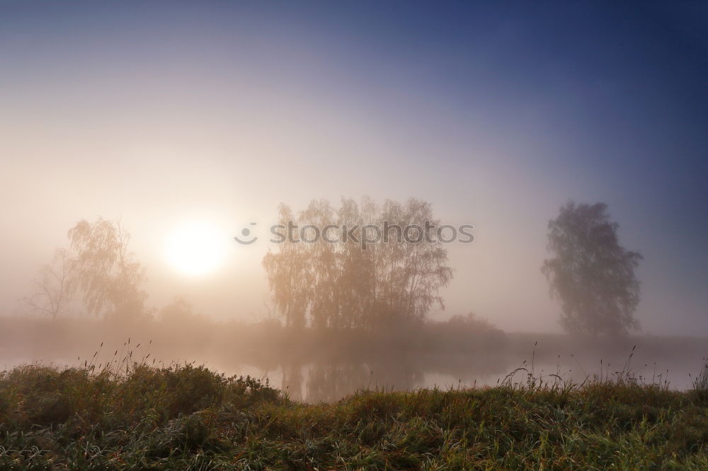 Similar – Sunflare over a jetty in the lake