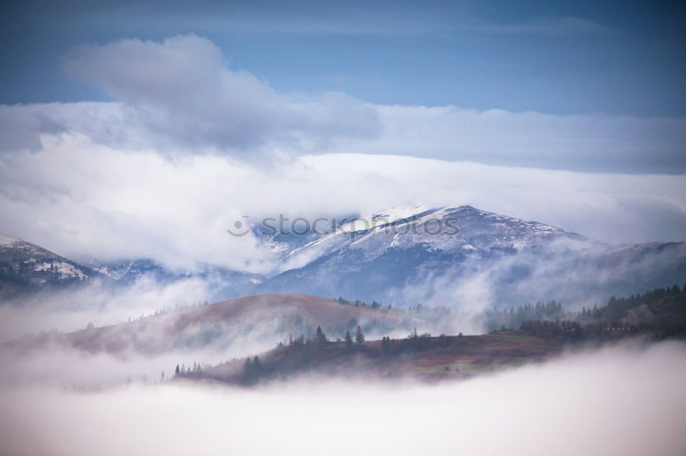 Image, Stock Photo fog over the mountains and valleys