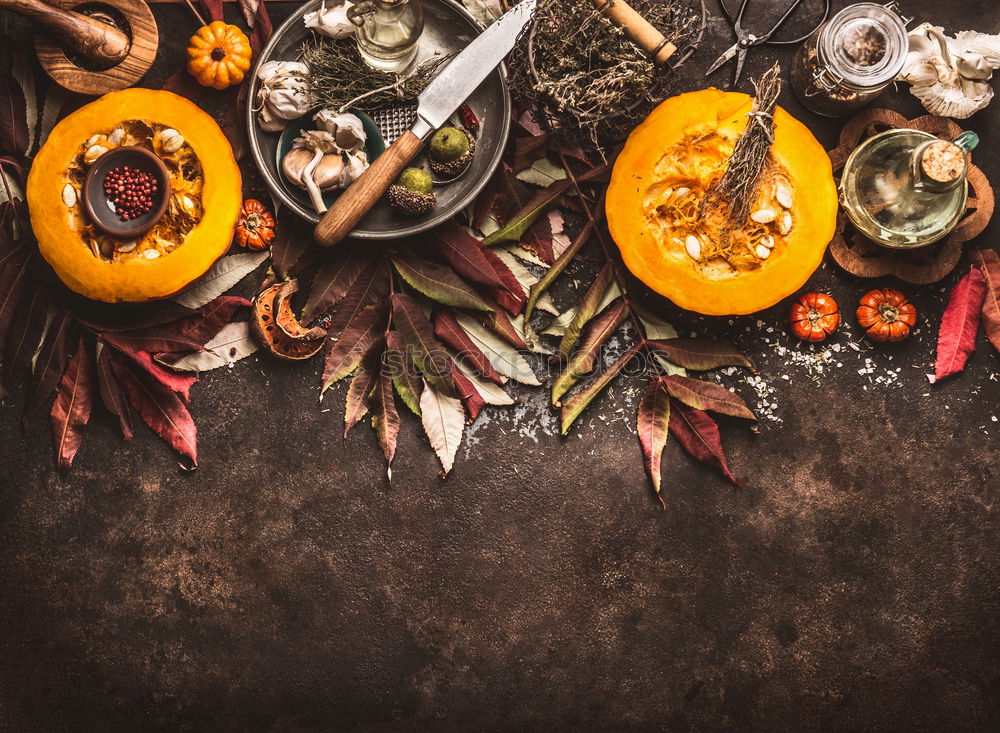 Similar – Image, Stock Photo Pieces of pumpkin in salt and pepper