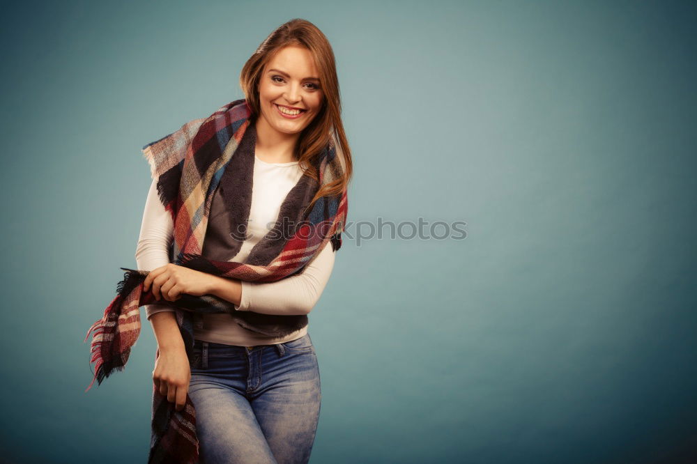 Similar – Portrait of beautiful woman smiling in the street