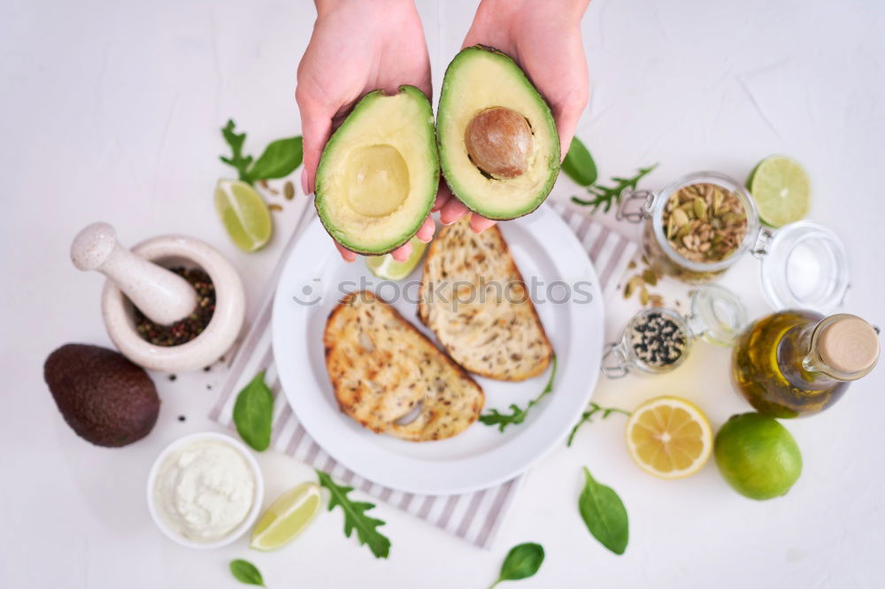 Similar – Image, Stock Photo Italian cheese burrata, olive oil and bread top view