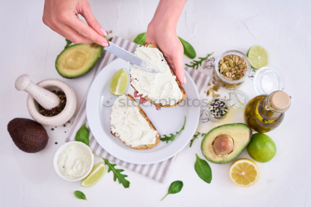 Similar – Image, Stock Photo Italian cheese burrata, olive oil and bread top view