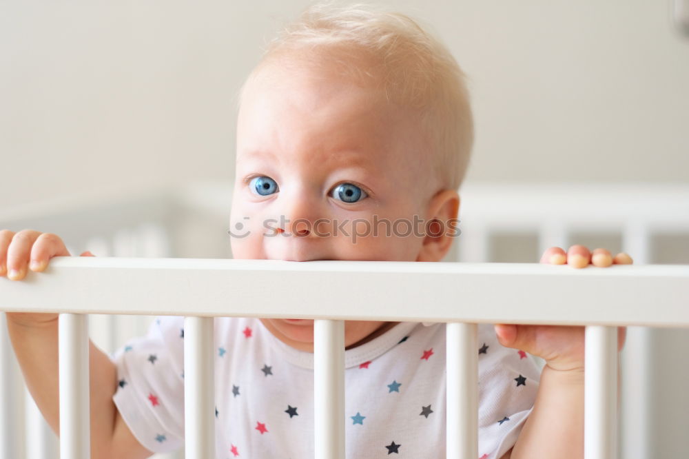 Similar – Image, Stock Photo Low Section Of Baby Girl Standing On Crib At Home