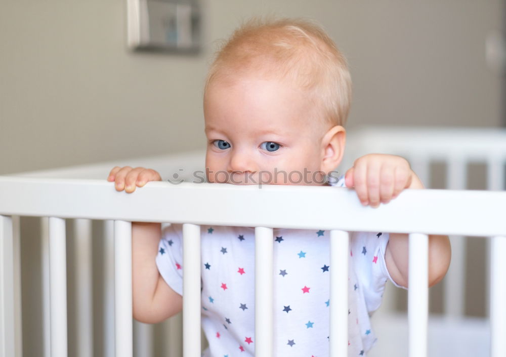 Similar – Image, Stock Photo Low Section Of Baby Girl Standing On Crib At Home