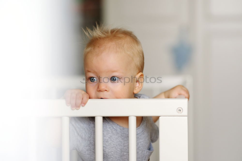 Similar – Image, Stock Photo Low Section Of Baby Girl Standing On Crib At Home