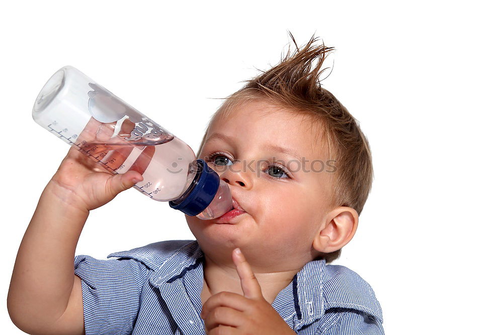 Image, Stock Photo Boy singing to microphone