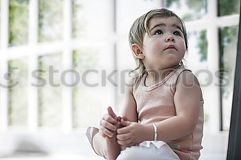 Similar – cute little child girl with mirror and cos