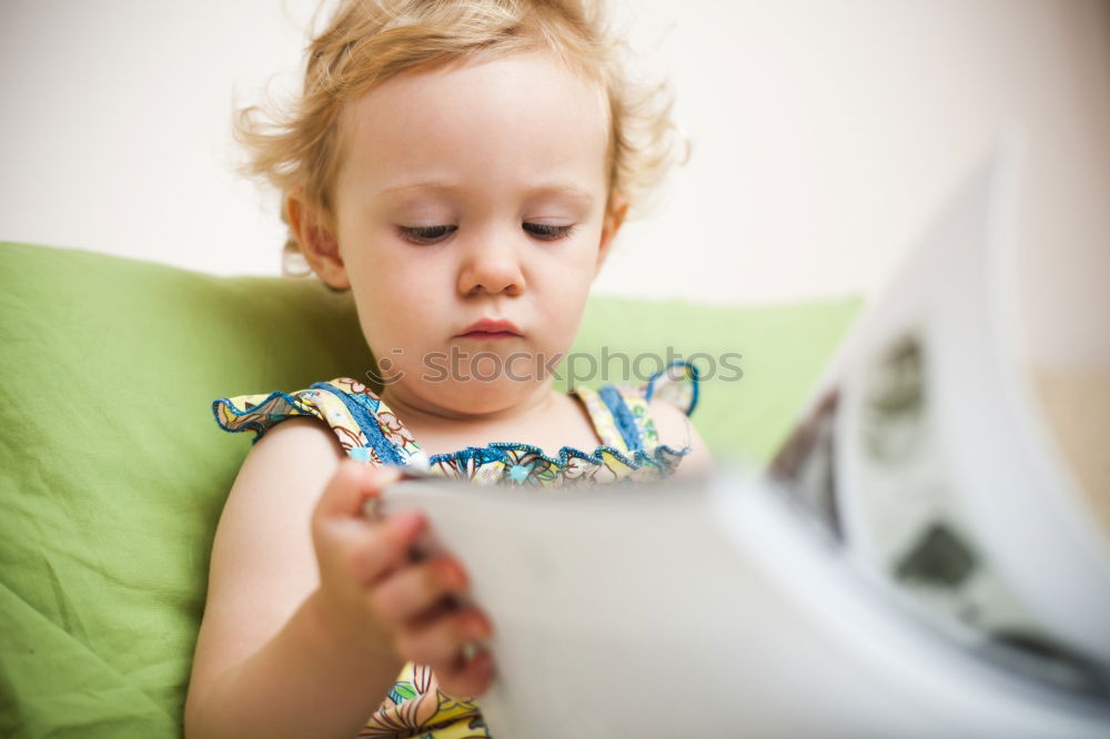 Similar – Image, Stock Photo kid girl playing with dolls at home