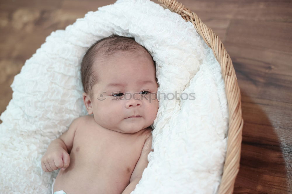 Similar – Image, Stock Photo Newborn baby resting lying above of travel suitcase