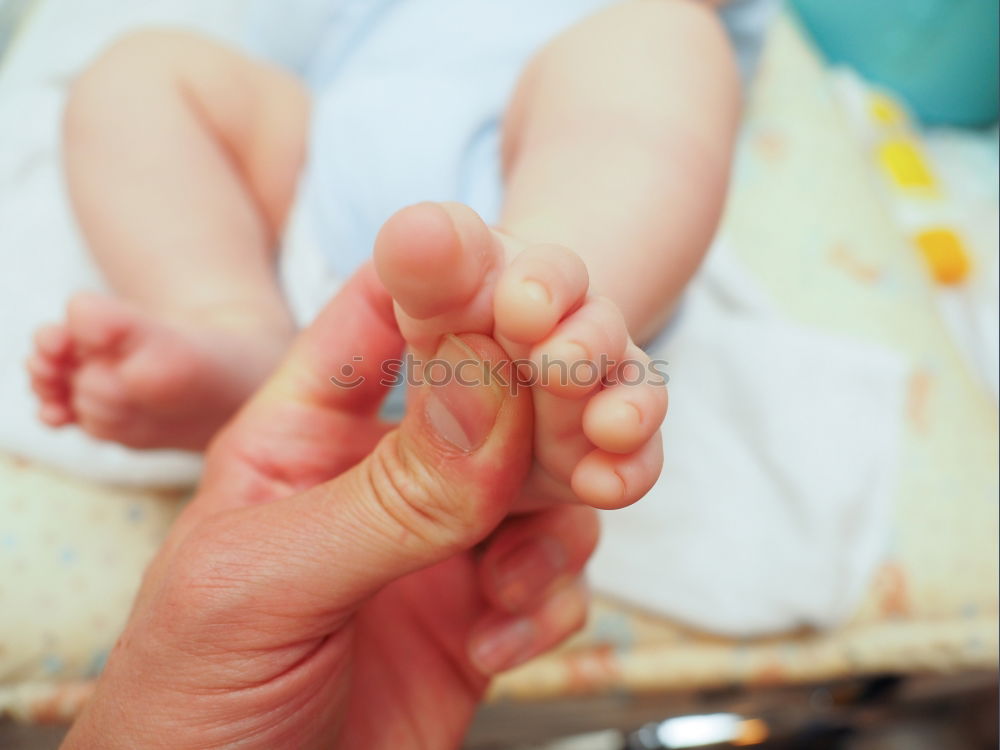 Similar – Baby girl touching hand of senior man