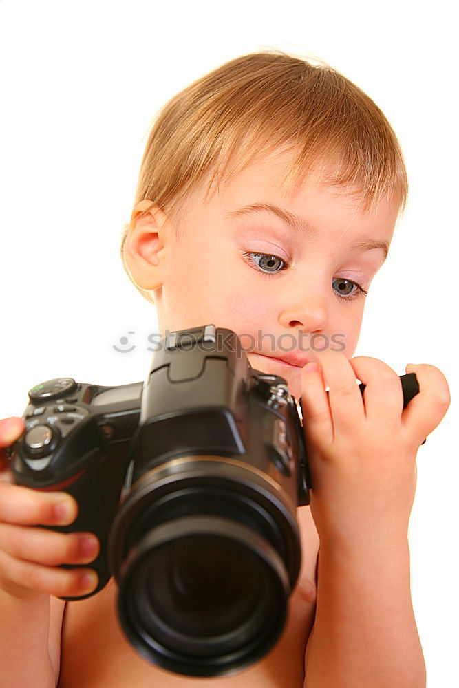 Image, Stock Photo Happy boy with camera