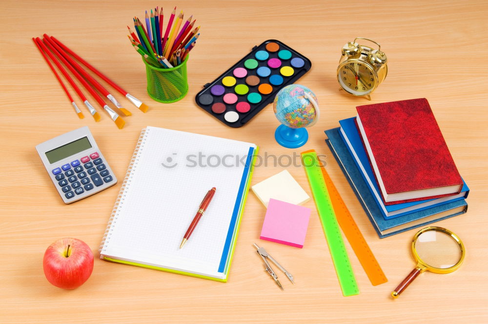 Similar – Image, Stock Photo School accessories on desktop