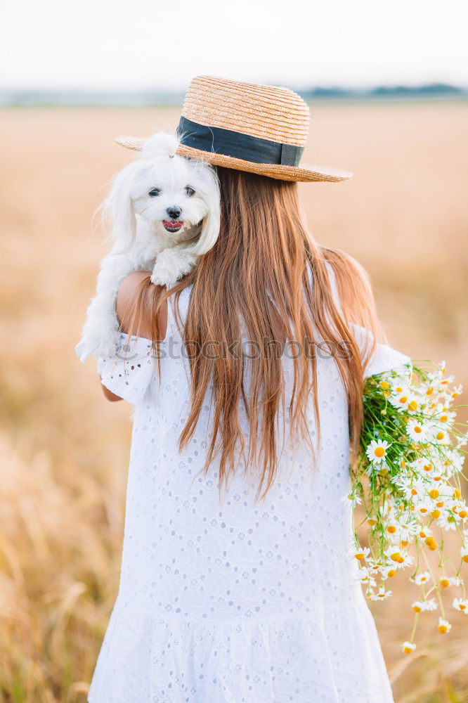 Similar – Image, Stock Photo happy child girl enjoying summer vacations with her dog