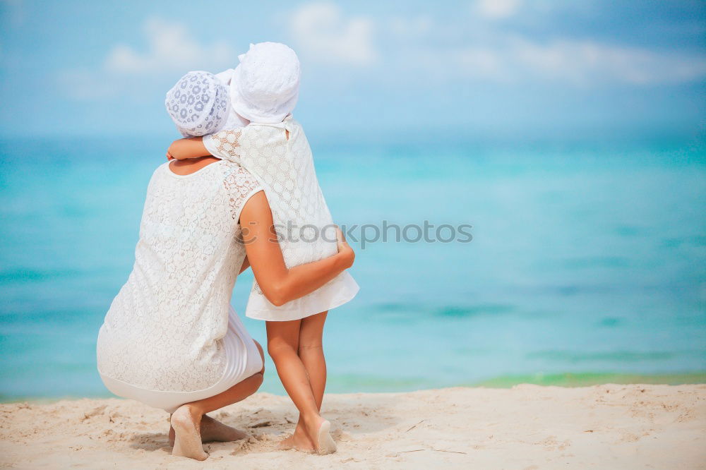 Similar – Young woman in a hat facing the beach