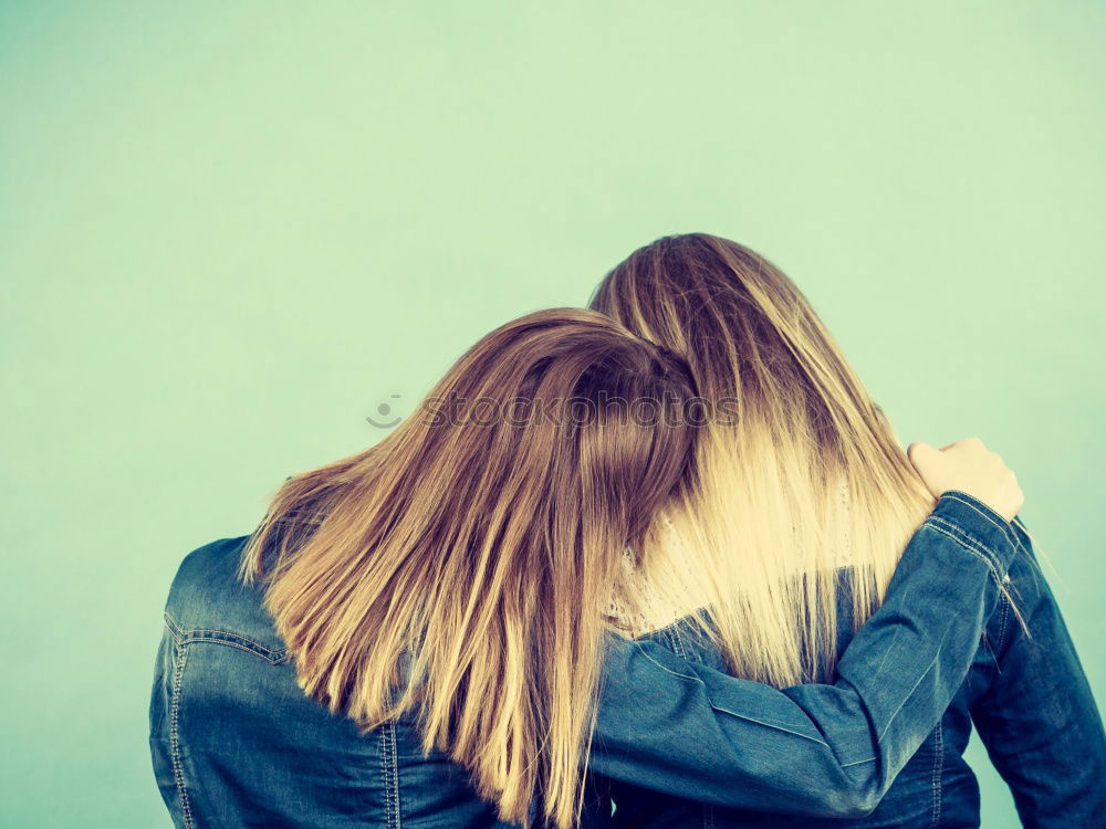 Similar – Image, Stock Photo sad daughter hugging his mother at home. Concept of couple family is in sorrow.