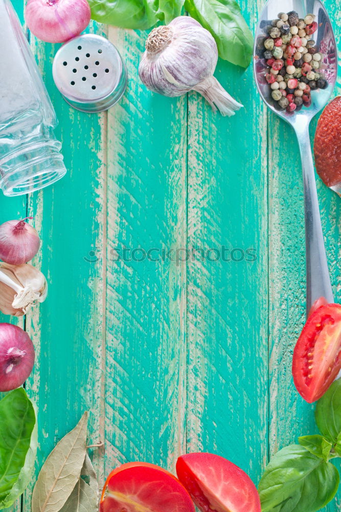 Similar – Seafood on a blue background with algae