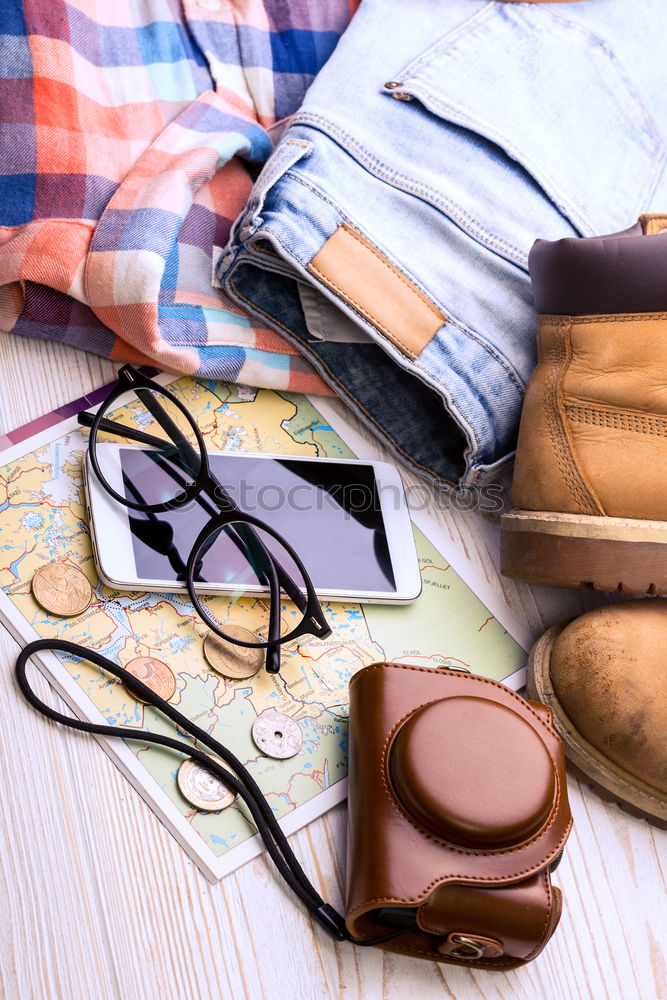 Similar – Image, Stock Photo Packed suitcase for the beach holiday