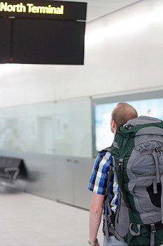 Similar – Cheerful tourist on train station