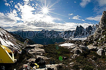 Similar – Image, Stock Photo Green tent on the green lawn in snow mountains