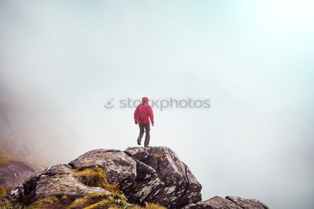 Similar – Image, Stock Photo Man on mountain viewpoint