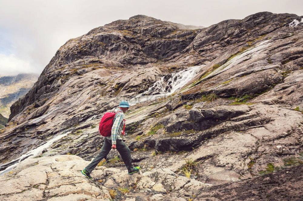 Similar – Image, Stock Photo Young woman hiking, Timmelsjoch E5.