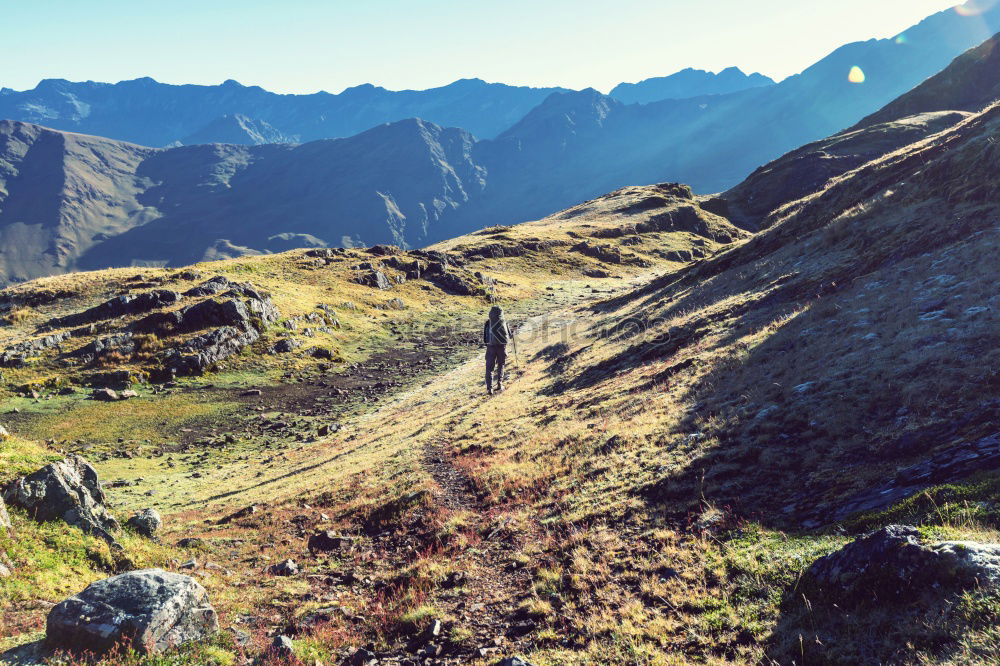 Similar – Image, Stock Photo Young woman hiking