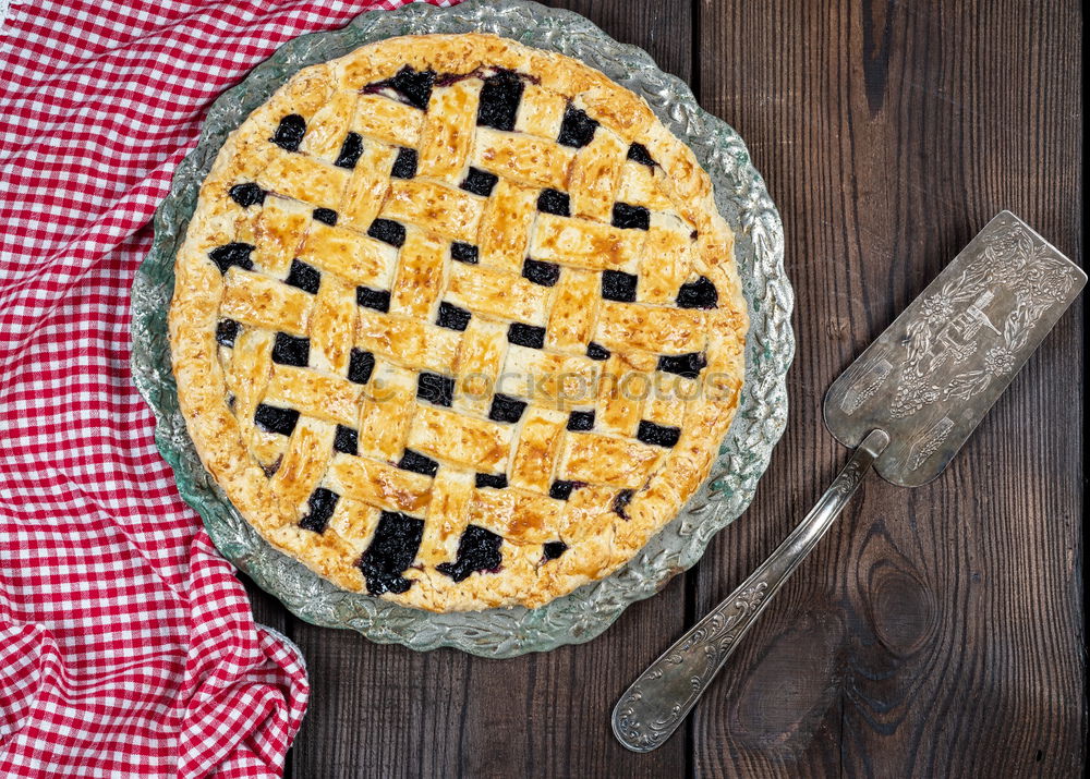 Image, Stock Photo baked round black currant cake