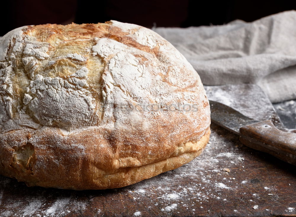 Similar – Image, Stock Photo baked round white wheat bread