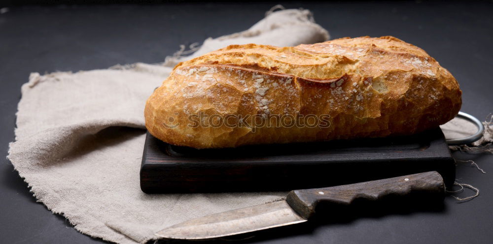 Similar – Image, Stock Photo baked round white wheat bread