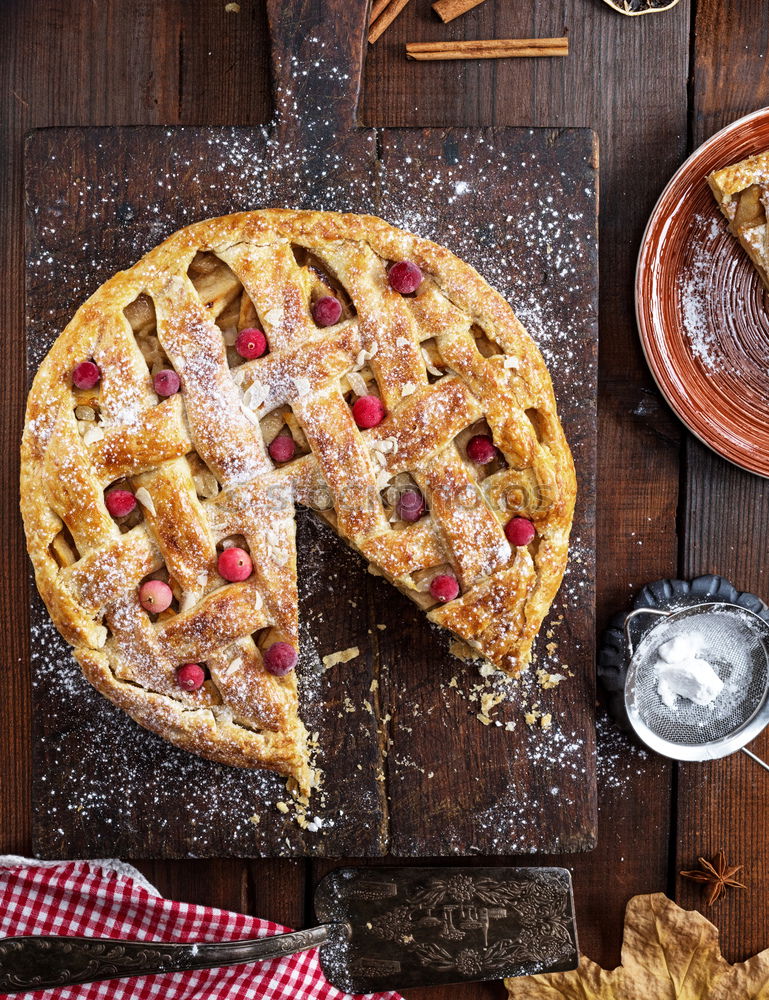 Image, Stock Photo baked whole round apple pie