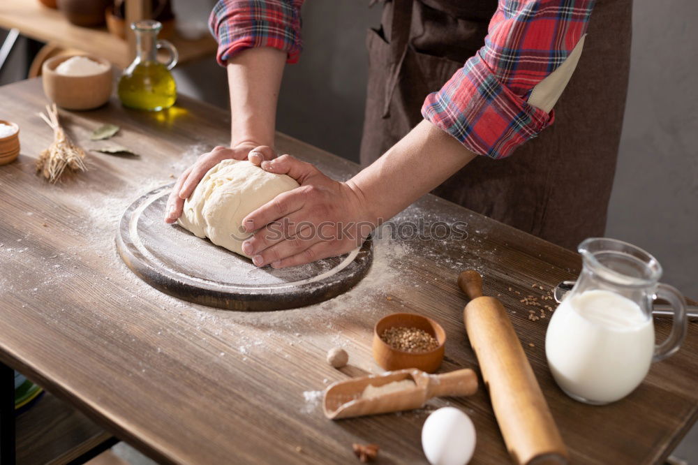 Image, Stock Photo Woman kneading bread dough