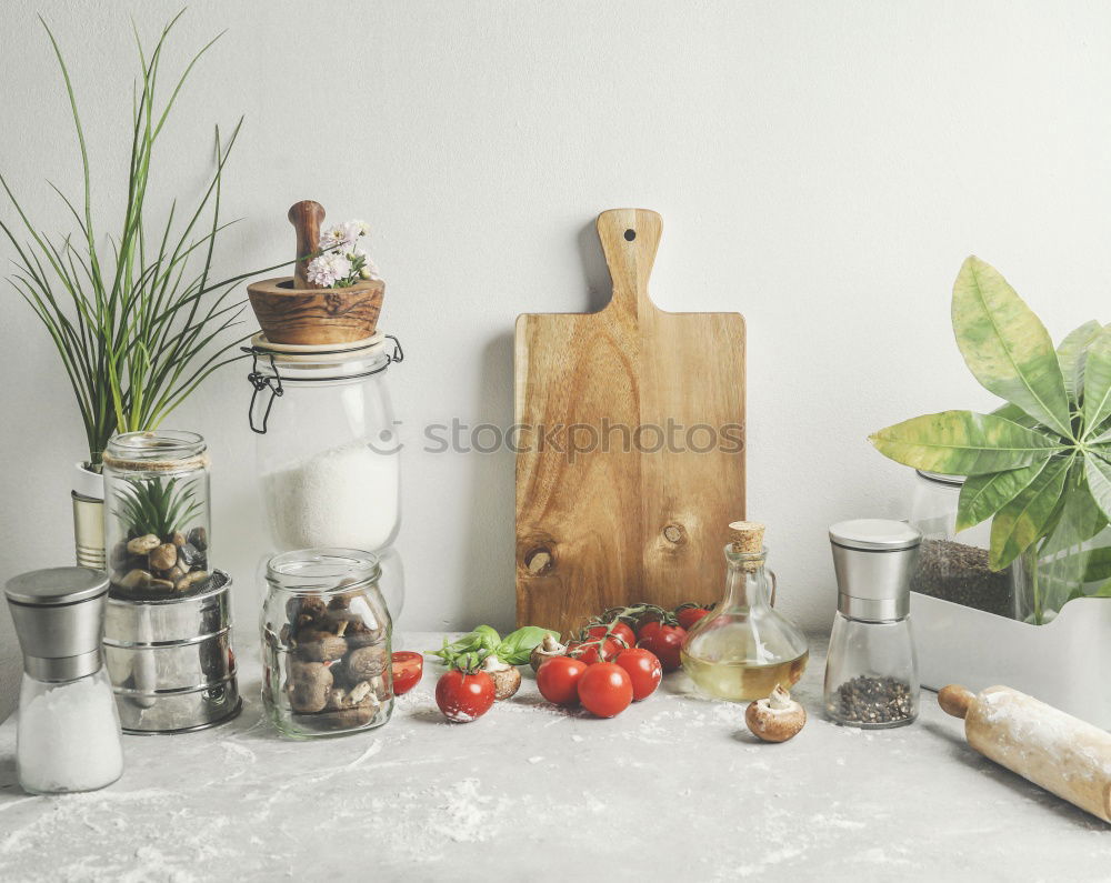 Similar – Image, Stock Photo Asparagus with ingredients on the kitchen table at the window