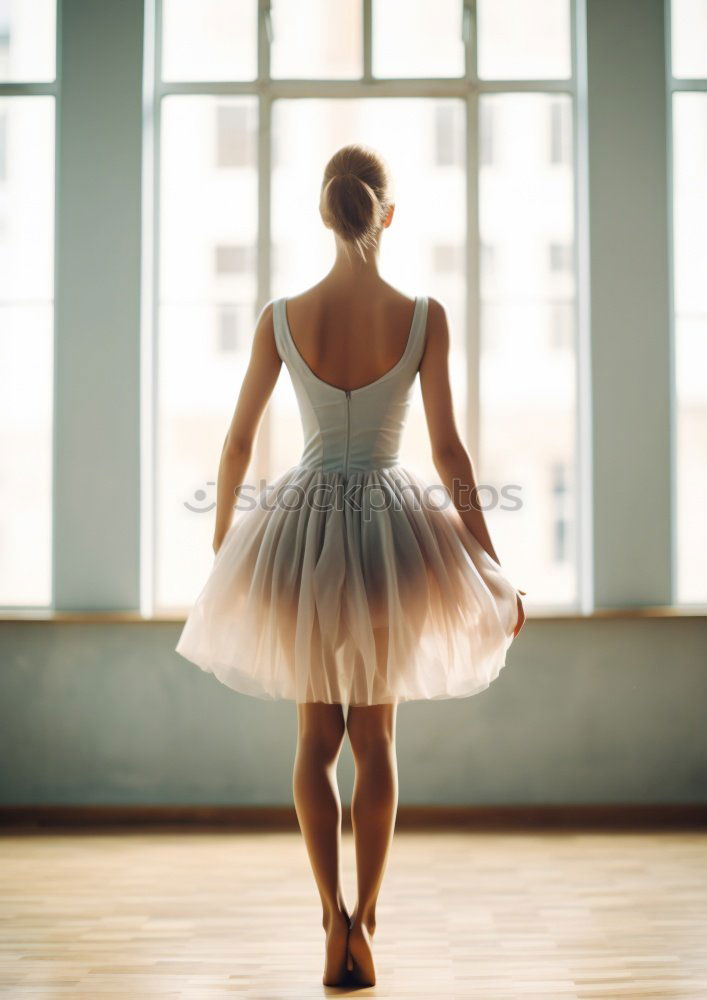 Similar – Elegante Ballerina in weißem Kleid tanzt gegen eine rustikale Wand