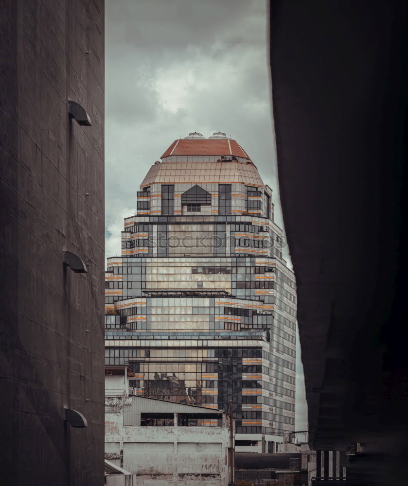 Similar – View out of the window of a high-rise building on the area around Frankfurt’s railway station