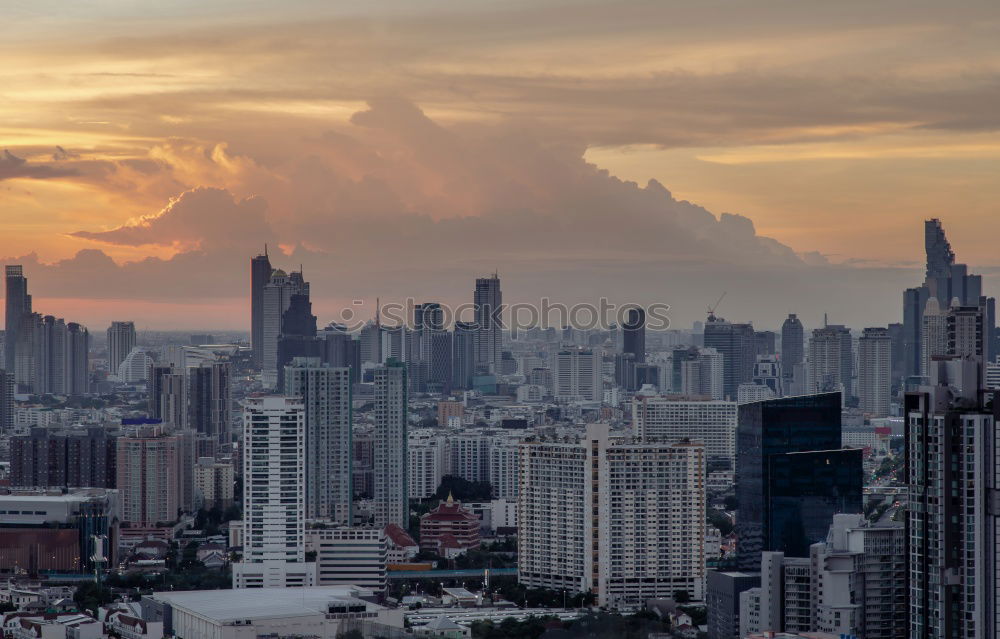 Similar – Image, Stock Photo Bangkok skyline at sunset panorama