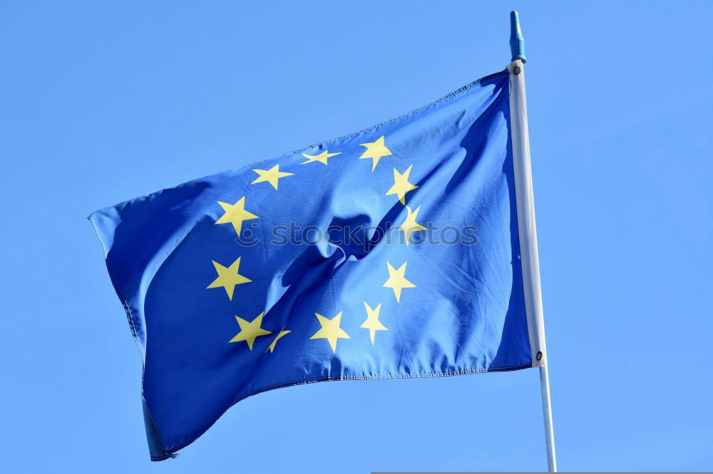 Similar – Image, Stock Photo Blue flag on blue ground