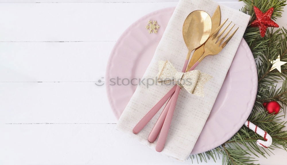 Similar – Image, Stock Photo Silver and golden Christmas Table Setting