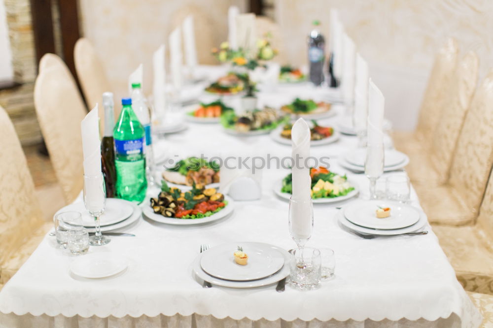 Similar – Image, Stock Photo Beautiful Decorated Wedding Restaurant Table Setting