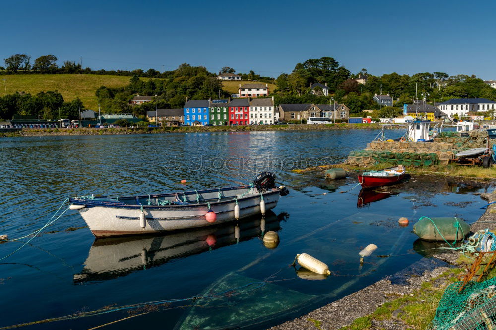 Image, Stock Photo Idyllic harbour with cotton clouds