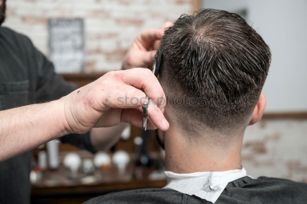 Similar – Image, Stock Photo Barber using grooming machine
