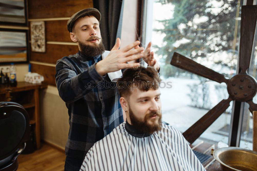 Similar – Image, Stock Photo Barber using grooming machine