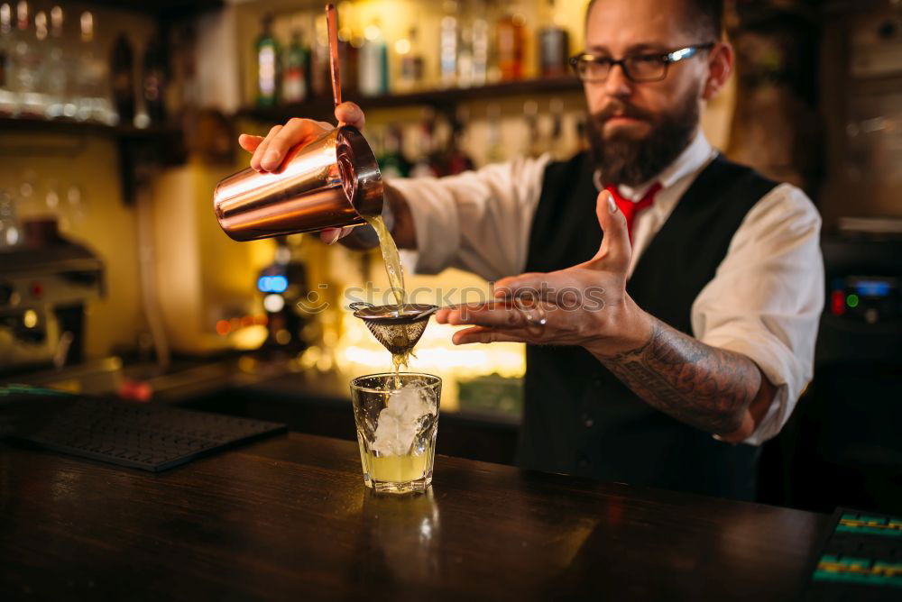 Similar – Image, Stock Photo Barman is making cocktail at night club