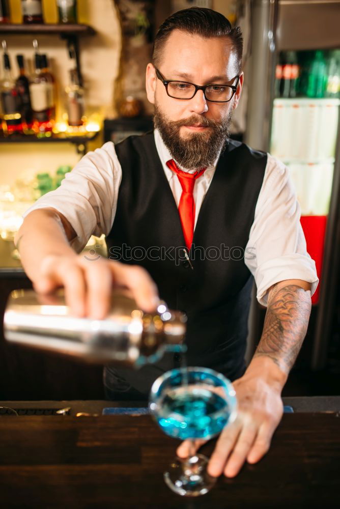 Similar – Image, Stock Photo Barman is making cocktail at night club