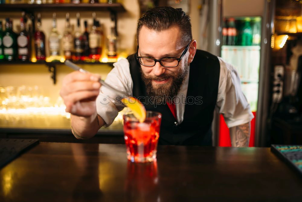 Similar – Image, Stock Photo Barman is making cocktail at night club