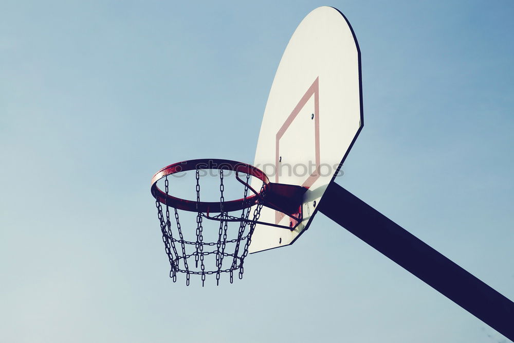 Image, Stock Photo street basketball hoop and blue sky background