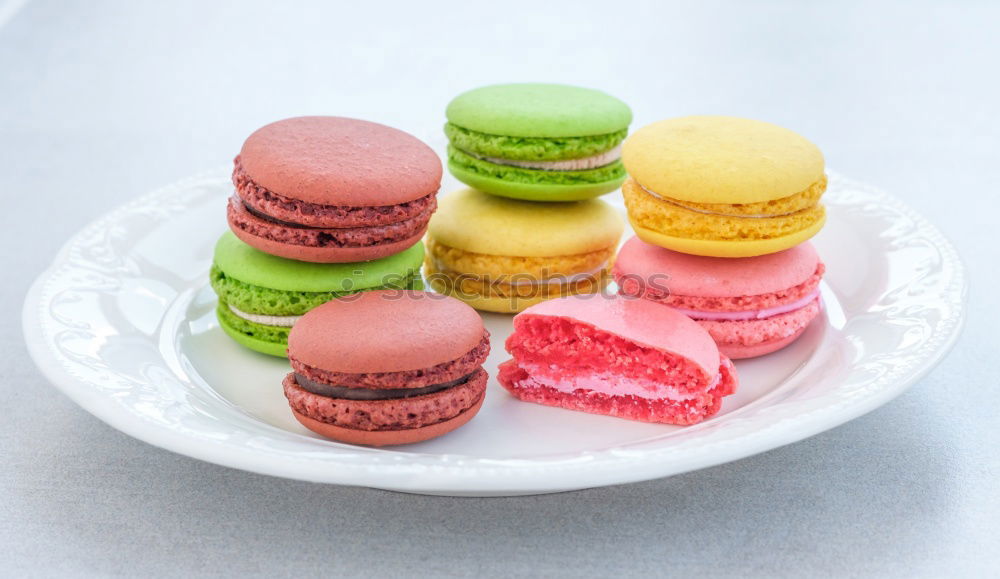 Similar – Image, Stock Photo Colorful macarons on white wooden table