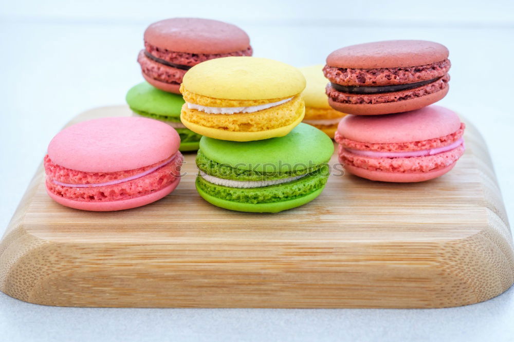 Similar – Image, Stock Photo Colorful macarons on white wooden table