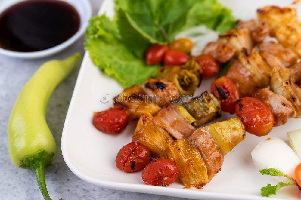 Similar – Image, Stock Photo Delicious grilled vegetables on a white plate