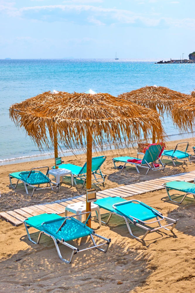 Image, Stock Photo Empty loungers on the beach