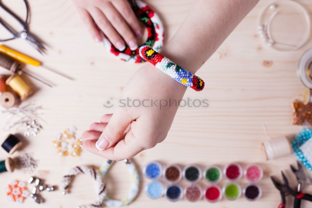 Similar – Image, Stock Photo Beads for needlework in hand